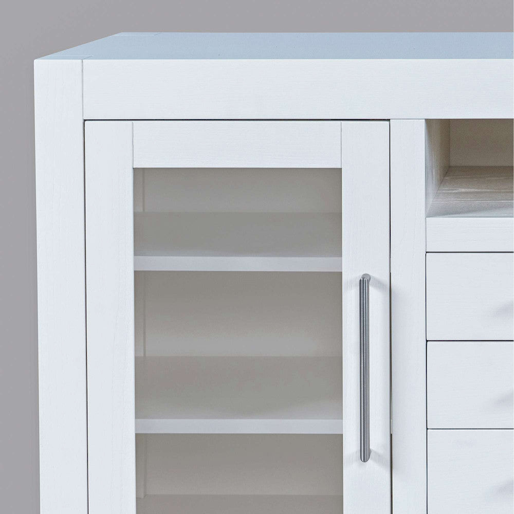 Jofran - Auburn Hills 70in Contemporary Media Console with Tempered Glass Doors, Drawers and Adjustable Shelves in White - 2497-70 view 5