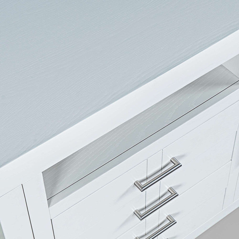 Jofran - Auburn Hills 70in Contemporary Media Console with Tempered Glass Doors, Drawers and Adjustable Shelves in White - 2497-70 view 6