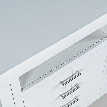 Jofran - Auburn Hills 70in Contemporary Media Console with Tempered Glass Doors, Drawers and Adjustable Shelves in White - 2497-70 view 6