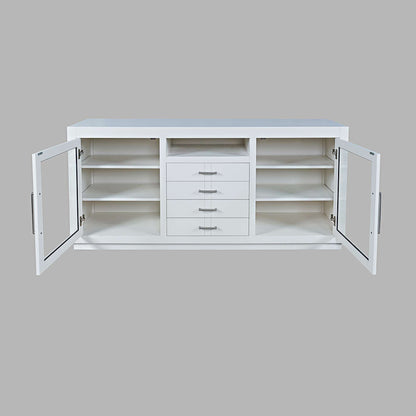 Jofran - Auburn Hills 70in Contemporary Media Console with Tempered Glass Doors, Drawers and Adjustable Shelves in White - 2497-70 view 7