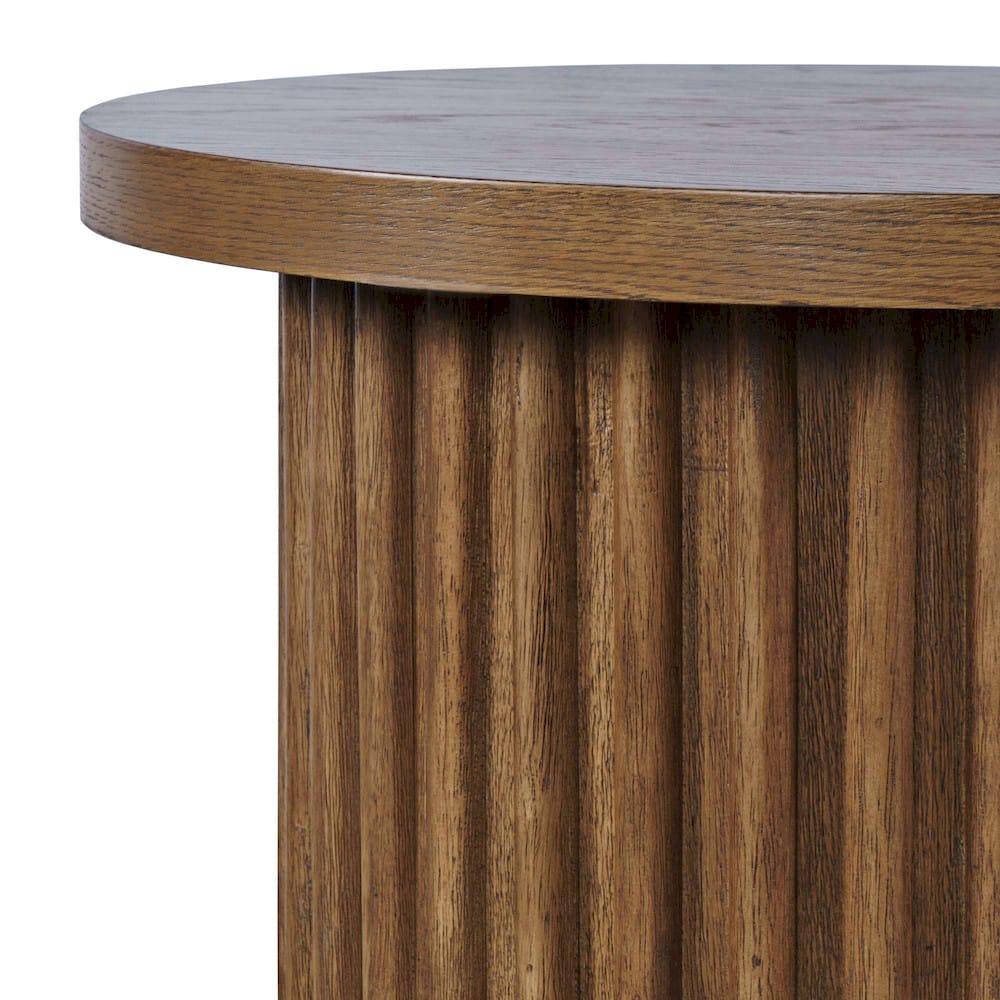 Jofran - Auden 24in Round Mid-Century Modern Fluted Pedestal Base End Table in Chestnut - 2420-3TBCHSKT view 5