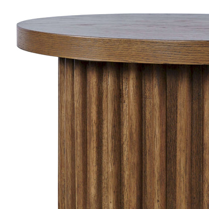 Jofran - Auden 24in Round Mid-Century Modern Fluted Pedestal Base End Table in Chestnut - 2420-3TBCHSKT view 5