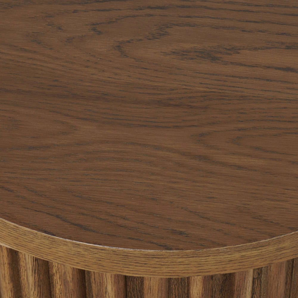 Jofran - Auden 24in Round Mid-Century Modern Fluted Pedestal Base End Table in Chestnut - 2420-3TBCHSKT view 6
