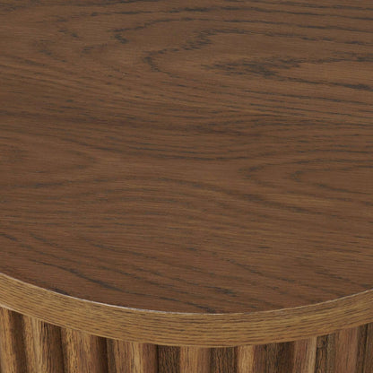 Jofran - Auden 24in Round Mid-Century Modern Fluted Pedestal Base End Table in Chestnut - 2420-3TBCHSKT view 6