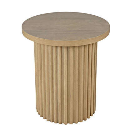 Jofran - Auden 24in Round Mid-Century Modern Fluted Pedestal Base End Table in Natural - 2420-3TBNATKT view 2