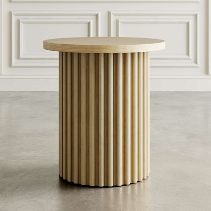 Jofran - Auden 24in Round Mid-Century Modern Fluted Pedestal Base End Table in Natural - 2420-3TBNATKT view 3