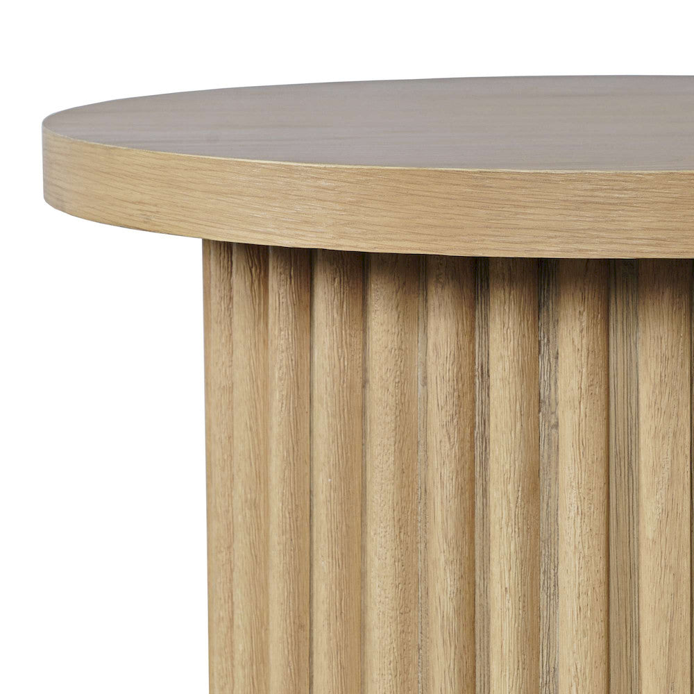 Jofran - Auden 24in Round Mid-Century Modern Fluted Pedestal Base End Table in Natural - 2420-3TBNATKT view 6