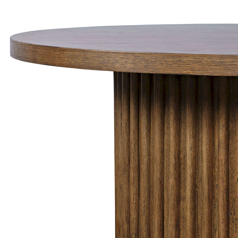 Jofran - Auden 40in Round Mid-Century Modern Fluted Pedestal Base Coffee Table with Caster Wheels in Chestnut - 2420-2TBCHSKT view 7