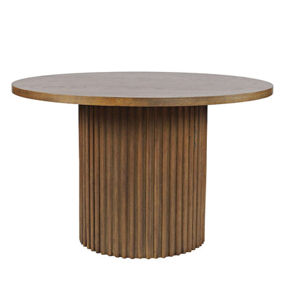 Jofran - Auden 48in Round Mid-Century Modern Fluted Pedestal Base Dining Table in Chestnut - 2421-AUDEN48CSBTKT view 1