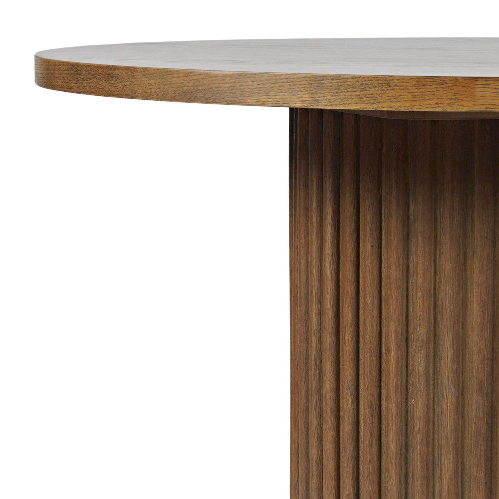 Jofran - Auden 48in Round Mid-Century Modern Fluted Pedestal Base Dining Table in Chestnut - 2421-AUDEN48CSBTKT view 3