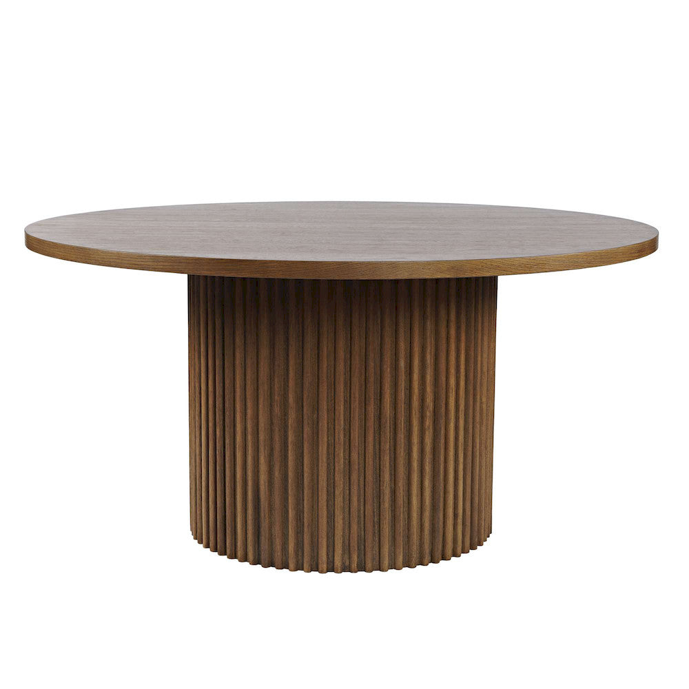 Jofran - Auden 60in Round Mid-Century Modern Fluted Pedestal Base Dining Table in Chestnut - 2421-AUDEN60CSBTKT view 1