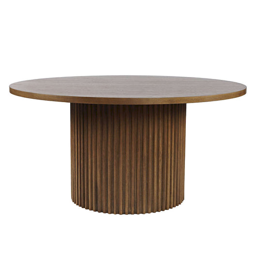 Jofran - Auden 60in Round Mid-Century Modern Fluted Pedestal Base Dining Table in Chestnut - 2421-AUDEN60CSBTKT view 1