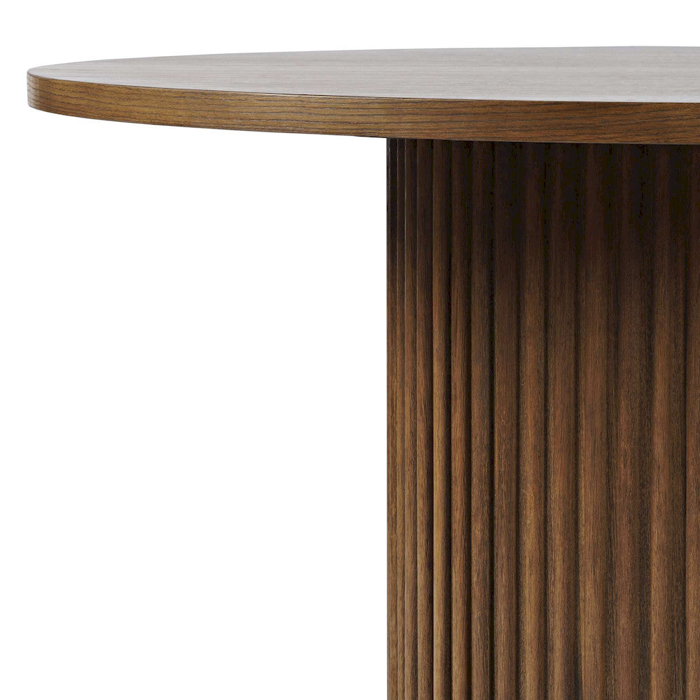 Jofran - Auden 60in Round Mid-Century Modern Fluted Pedestal Base Dining Table in Chestnut - 2421-AUDEN60CSBTKT view 3