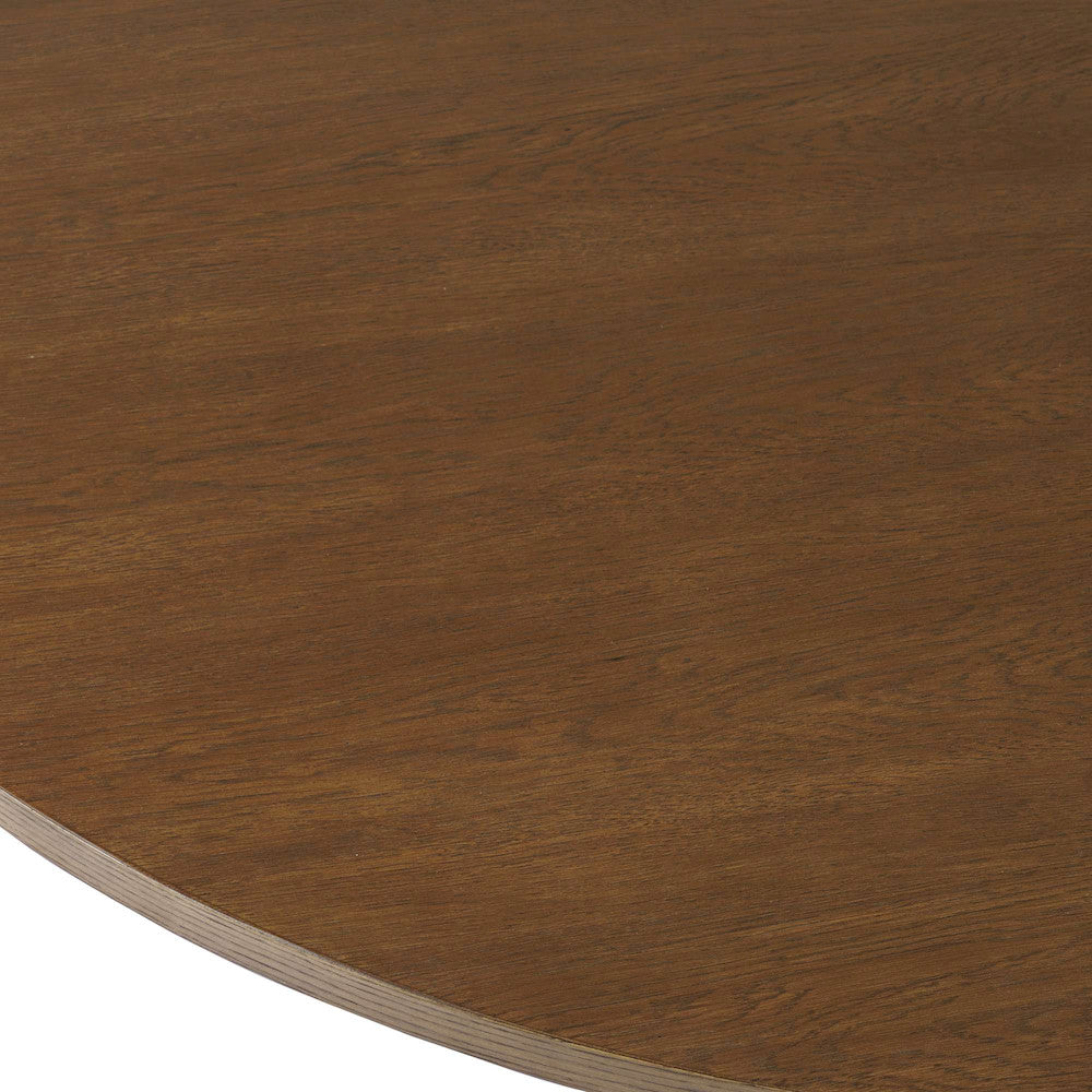 Jofran - Auden 60in Round Mid-Century Modern Fluted Pedestal Base Dining Table in Chestnut - 2421-AUDEN60CSBTKT view 4