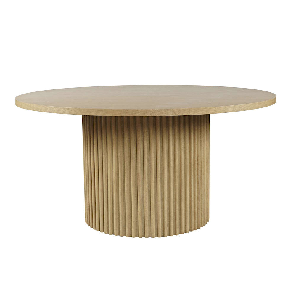 Jofran - Auden 60in Round Mid-Century Modern Fluted Pedestal Base Dining Table in Natural - 2421-AUDEN60NTBKT view 1