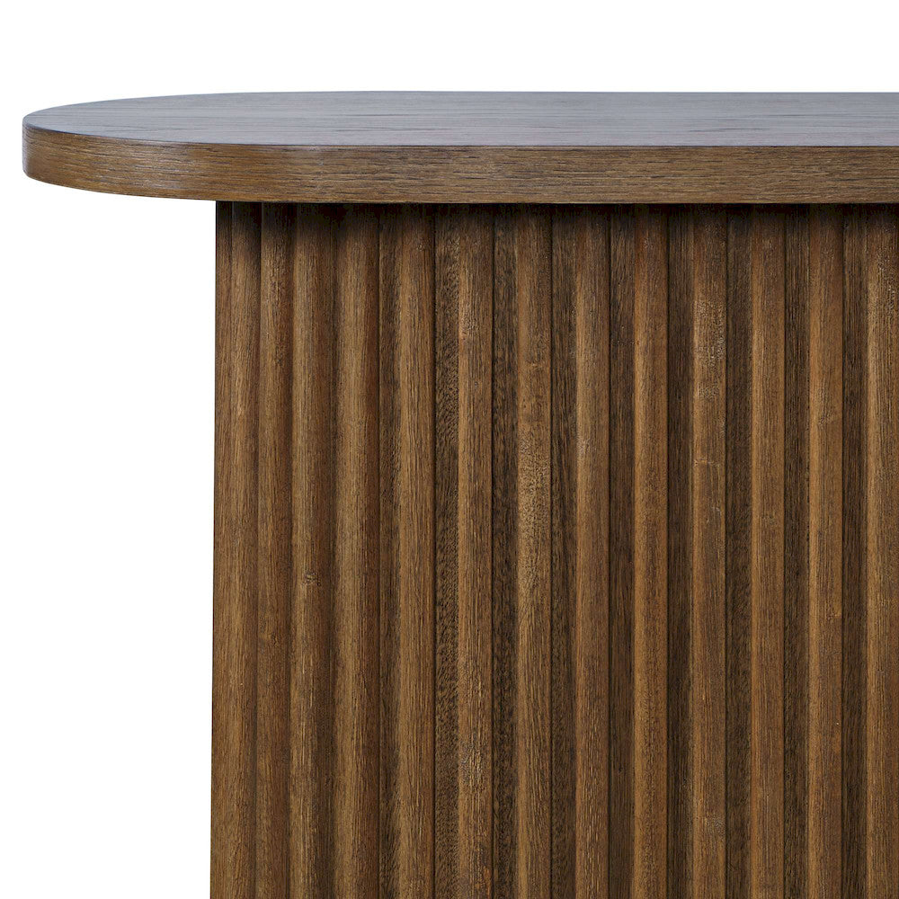 Jofran - Auden Oval Mid-Century Modern Fluted Pedestal Base Sofa Console Table in Chestnut - 2420-4TBCHSKT view 6