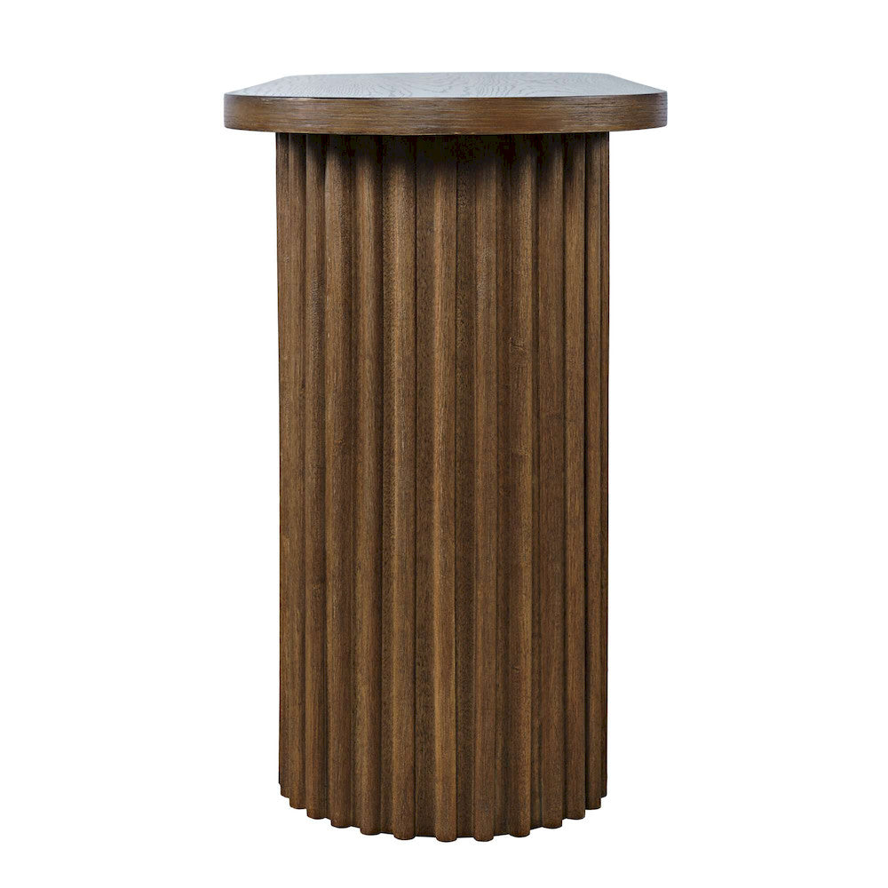 Jofran - Auden Oval Mid-Century Modern Fluted Pedestal Base Sofa Console Table in Chestnut - 2420-4TBCHSKT view 7