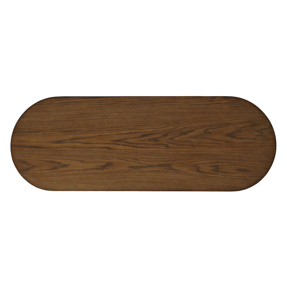 Jofran - Auden Oval Mid-Century Modern Fluted Pedestal Base Sofa Console Table in Chestnut - 2420-4TBCHSKT view 8