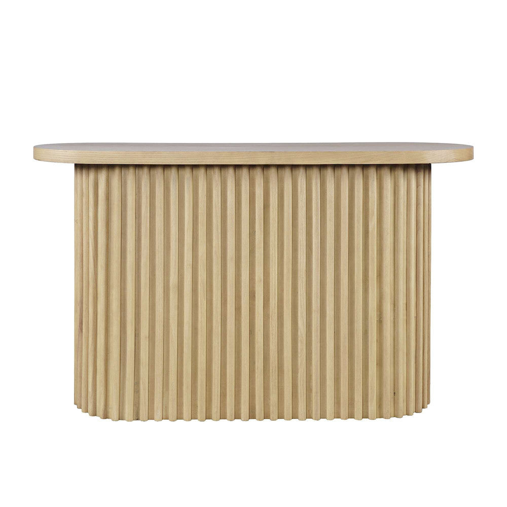 Jofran - Auden Oval Mid-Century Modern Fluted Pedestal Base Sofa Console Table in Natural - 2420-4TBNATKT view 1