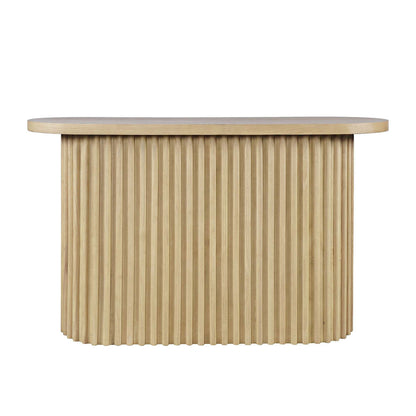 Jofran - Auden Oval Mid-Century Modern Fluted Pedestal Base Sofa Console Table in Natural - 2420-4TBNATKT view 1