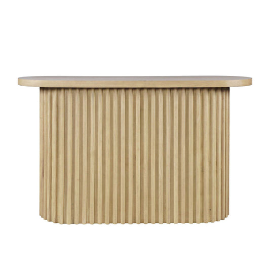 Jofran - Auden Oval Mid-Century Modern Fluted Pedestal Base Sofa Console Table in Natural - 2420-4TBNATKT view 1