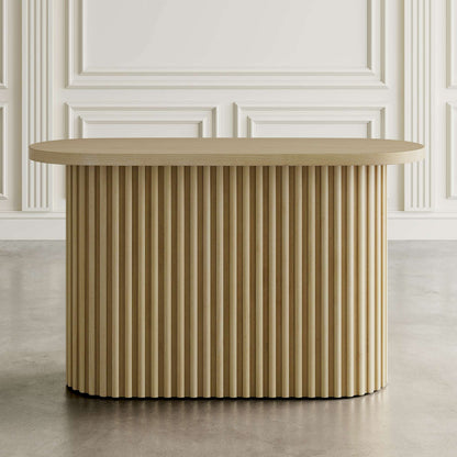 Jofran - Auden Oval Mid-Century Modern Fluted Pedestal Base Sofa Console Table in Natural - 2420-4TBNATKT view 3