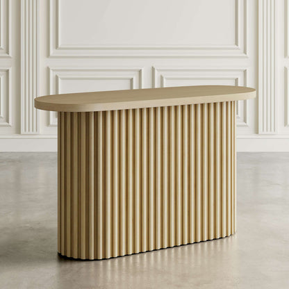 Jofran - Auden Oval Mid-Century Modern Fluted Pedestal Base Sofa Console Table in Natural - 2420-4TBNATKT view 4
