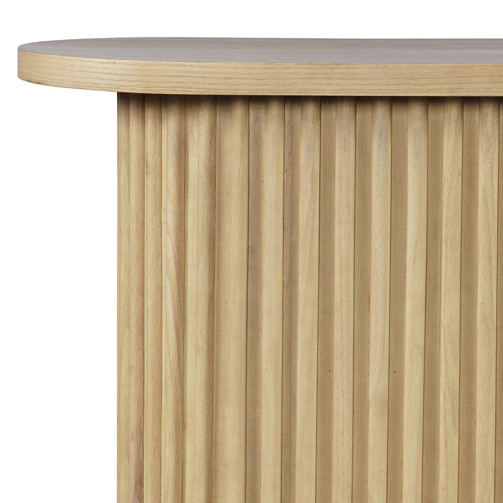 Jofran - Auden Oval Mid-Century Modern Fluted Pedestal Base Sofa Console Table in Natural - 2420-4TBNATKT view 5