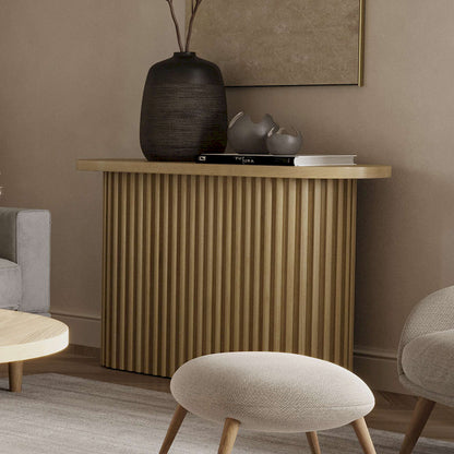 Jofran - Auden Oval Mid-Century Modern Fluted Pedestal Base Sofa Console Table in Natural - 2420-4TBNATKT view 9