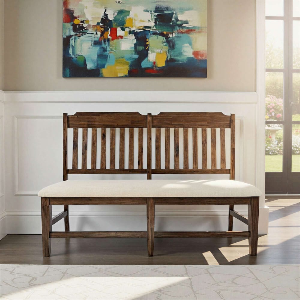 Jofran - Bakersfield 57 Solid Acacia Dining Bench - Wire Brush Brown - 1901-57KD view 7