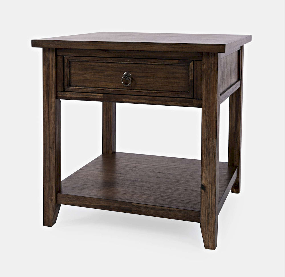 Jofran - Bakersfield End Table with Drawer - Wire Brush Brown - 1900-3 view 3