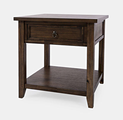 Jofran - Bakersfield End Table with Drawer - Wire Brush Brown - 1900-3 view 3