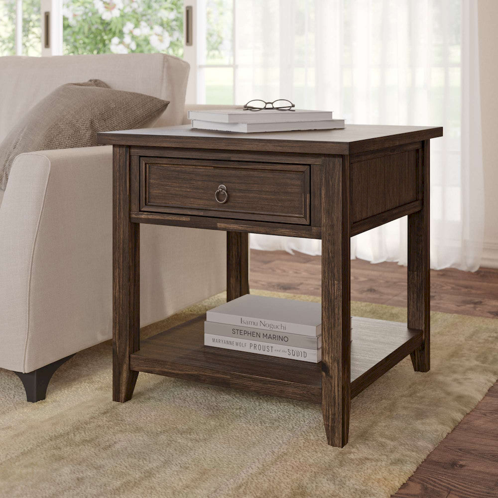 Jofran - Bakersfield End Table with Drawer - Wire Brush Brown - 1900-3 view 11