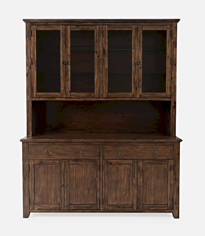 Jofran - Bakersfield Hutch with Light and Four Door Server - Wire Brush Brown - 1901-6465KT view 1