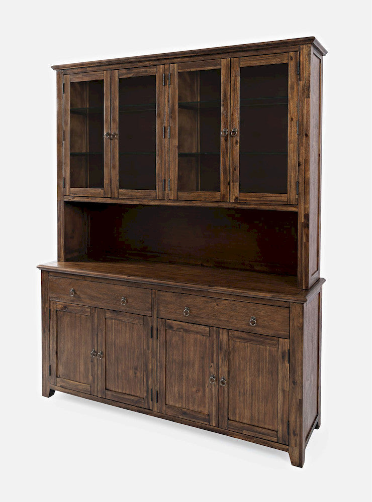 Jofran - Bakersfield Hutch with Light and Four Door Server - Wire Brush Brown - 1901-6465KT view 3