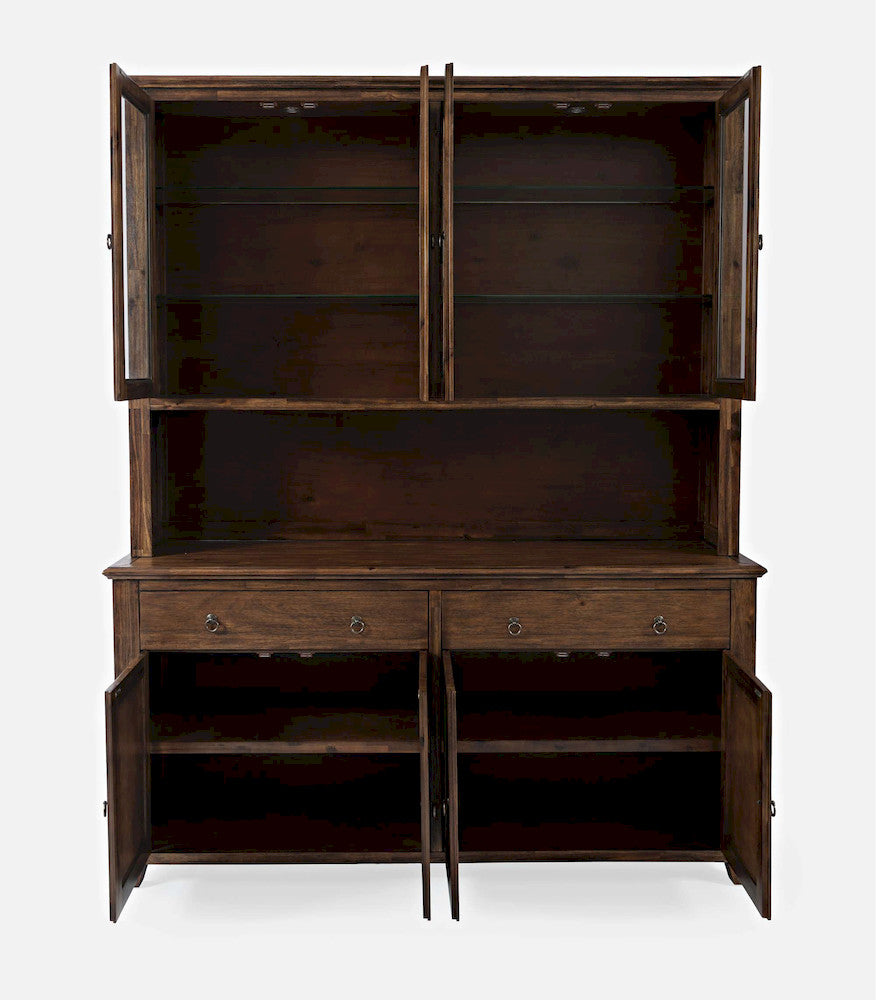 Jofran - Bakersfield Hutch with Light and Four Door Server - Wire Brush Brown - 1901-6465KT view 8