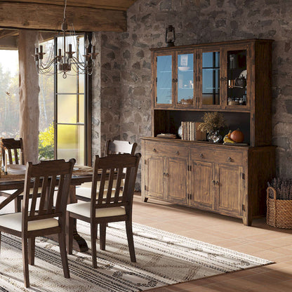 Jofran - Bakersfield Hutch with Light and Four Door Server - Wire Brush Brown - 1901-6465KT view 10