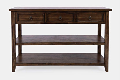 Jofran - Bakersfield Sofa Console Table with Three Drawers - Wire Brush Brown - 1900-4 view 1