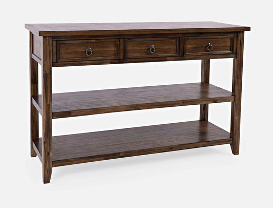 Jofran - Bakersfield Sofa Console Table with Three Drawers - Wire Brush Brown - 1900-4 view 2