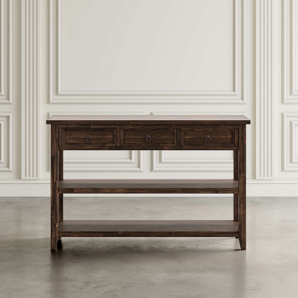 Jofran - Bakersfield Sofa Console Table with Three Drawers - Wire Brush Brown - 1900-4 view 6