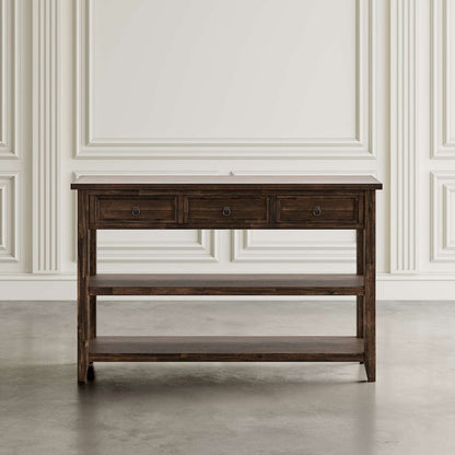 Jofran - Bakersfield Sofa Console Table with Three Drawers - Wire Brush Brown - 1900-4 view 6
