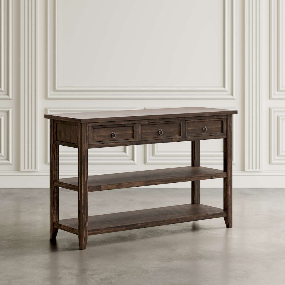 Jofran - Bakersfield Sofa Console Table with Three Drawers - Wire Brush Brown - 1900-4 view 7