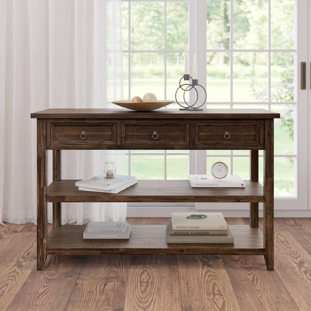 Jofran - Bakersfield Sofa Console Table with Three Drawers - Wire Brush Brown - 1900-4 view 11