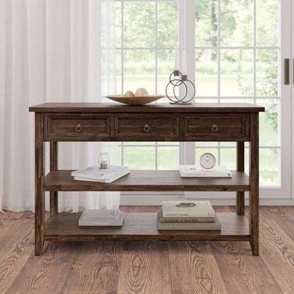 Jofran - Bakersfield Sofa Console Table with Three Drawers - Wire Brush Brown - 1900-4 view 11