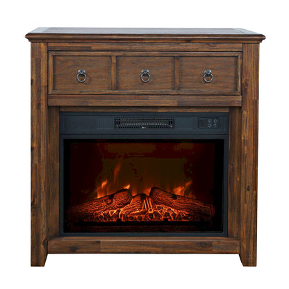 Jofran - Bakersfield Traditional Rustic 32in Electric Fireplace Wire Brushed Console TV Stand in Brown - 1900-FP32 view 1
