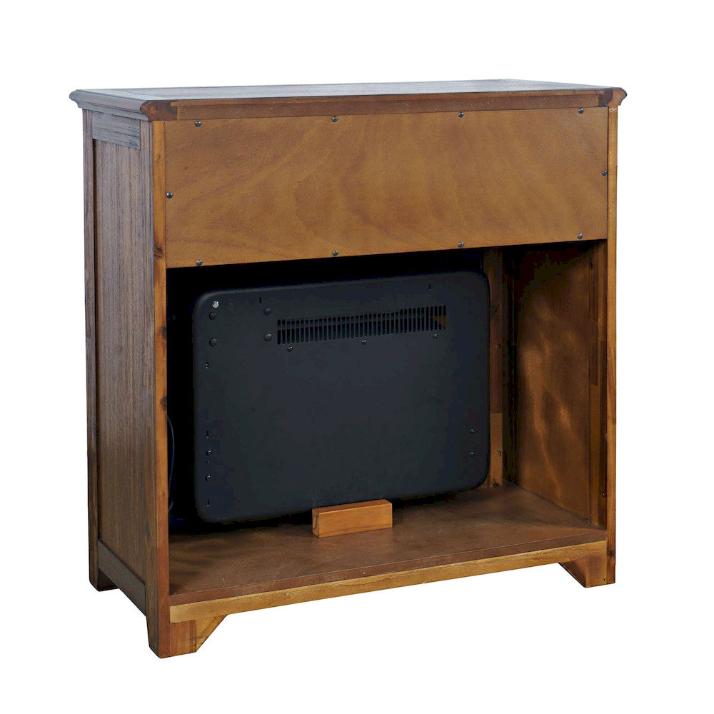 Jofran - Bakersfield Traditional Rustic 32in Electric Fireplace Wire Brushed Console TV Stand in Brown - 1900-FP32 view 3