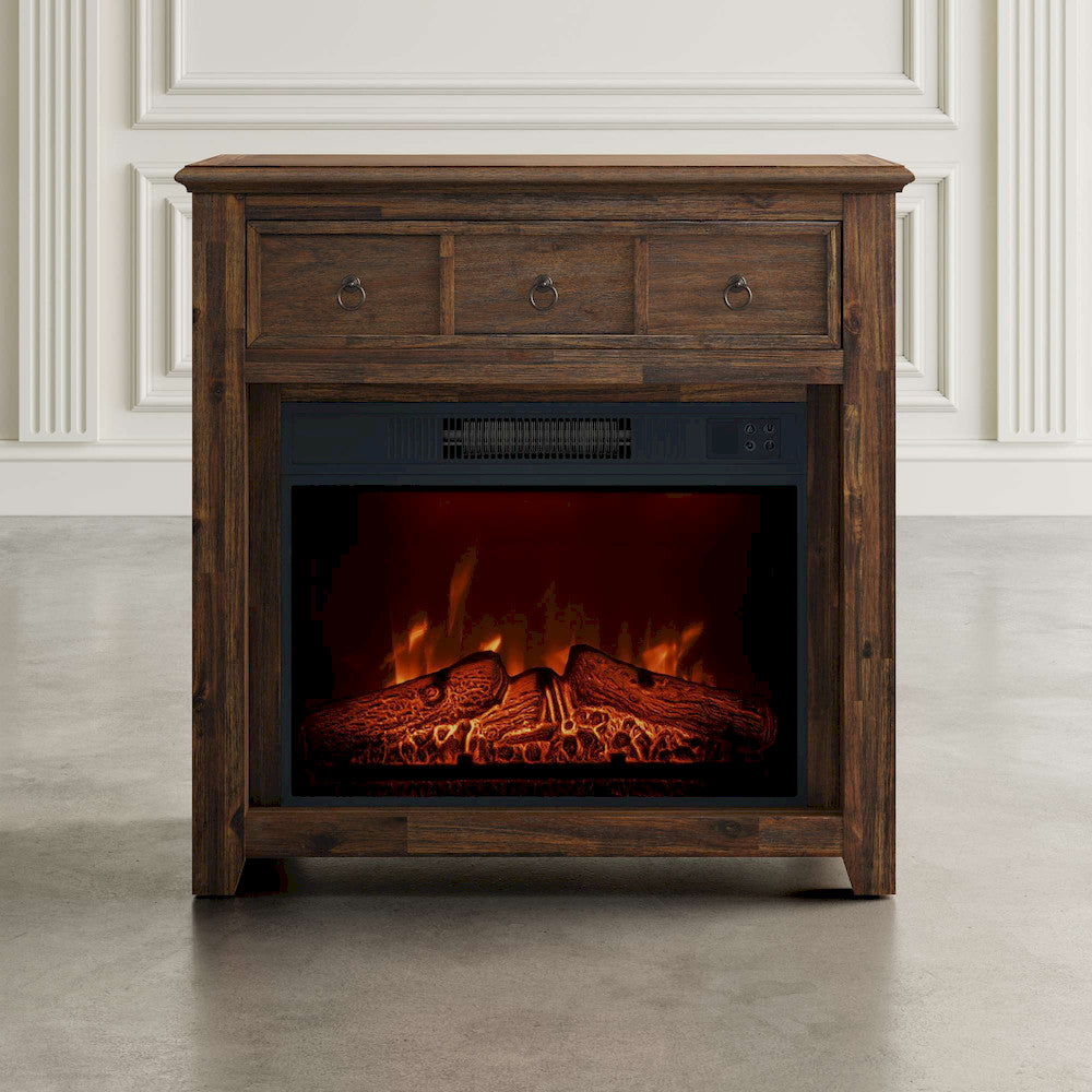 Jofran - Bakersfield Traditional Rustic 32in Electric Fireplace Wire Brushed Console TV Stand in Brown - 1900-FP32 view 6