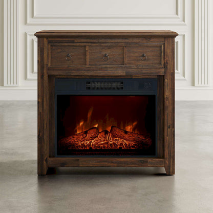 Jofran - Bakersfield Traditional Rustic 32in Electric Fireplace Wire Brushed Console TV Stand in Brown - 1900-FP32 view 6