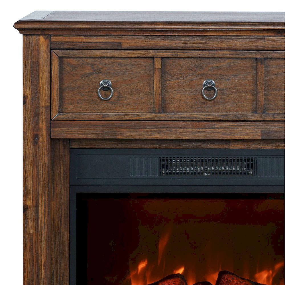 Jofran - Bakersfield Traditional Rustic 32in Electric Fireplace Wire Brushed Console TV Stand in Brown - 1900-FP32 view 8