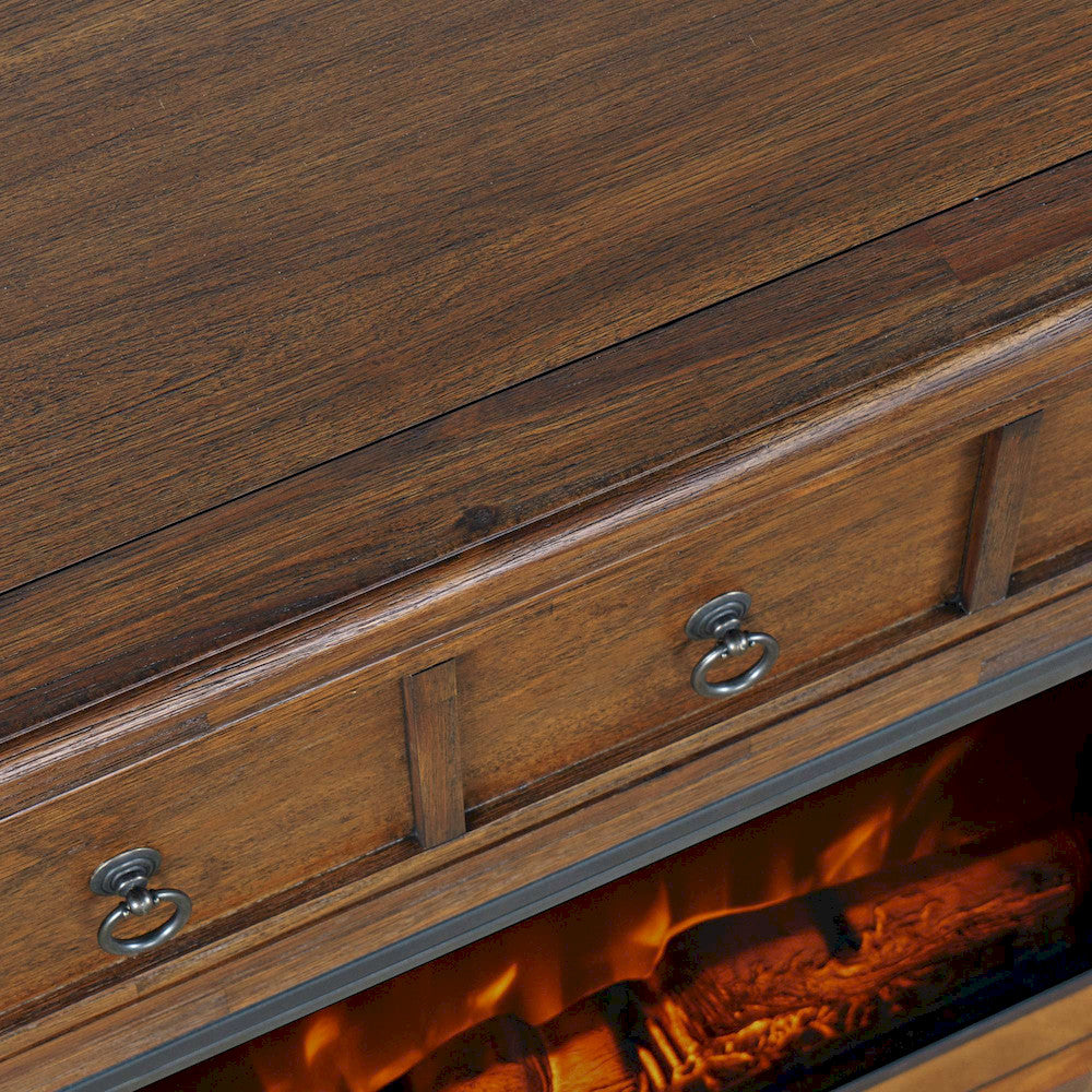 Jofran - Bakersfield Traditional Rustic 32in Electric Fireplace Wire Brushed Console TV Stand in Brown - 1900-FP32 view 10